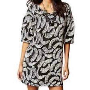 Anthropologie Maeve Windfall Shift Dress XL Black White Mini Cottagecore